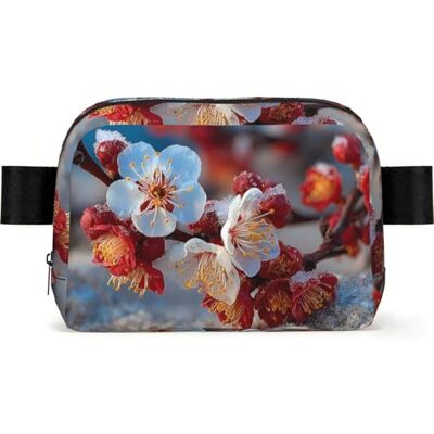 JZSLMJ Plum Blossom Fragrance Square-Shaped Waist Bag with Durable Polyester and Adjustable Strap for Unisex Use JZSLMJ Plum Blossom Fragrance Square-Shaped Waist Bag with Durable Polyester and Adjustable Strap for Unisex Use