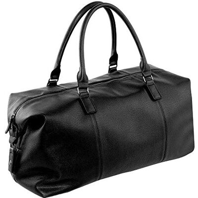 Quadra NuHude Faux Leather Weekender Holdall Bag (One Size) (Black) Quadra NuHude Faux Leather Weekender Holdall Bag (One Size) (Black)