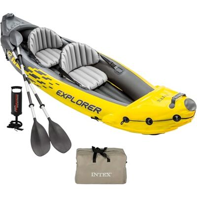 Intex Explorer K2 Kayak, 2-Person Inflatable Kayak Set with Aluminum Oars and High Output Air Pump Intex Explorer K2 Kayak, 2-Person Inflatable Kayak Set with Aluminum Oars and High Output Air Pump