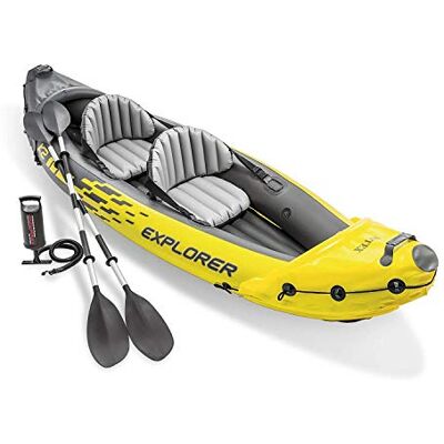 Intex Explorer K2 Yellow 2 Person Inflatable Kayak with Aluminum Oars & Air Pump Intex Explorer K2 Yellow 2 Person Inflatable Kayak with Aluminum Oars & Air Pump