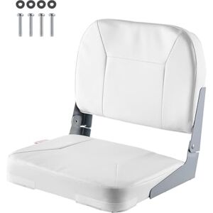 VEVOR Boat Seat, Low Backrest, Folding Fishing Boat Seat with Thickened Sponge Cushion & Waterproof PVC Leather, Aluminum Alloy Hinges, for Fishing Boats, Yachts, Ships, White VEVOR Boat Seat, Low Backrest, Folding Fishing Boat Seat with Thickened Sponge Cushion & Waterproof PVC Leather, Aluminum Alloy Hinges, for Fishing Boats, Yachts, Ships, White