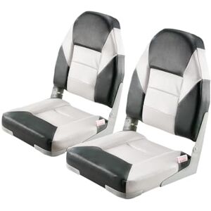 VEVOR Boat Seat, High Backrest, Folding Fishing Boat Seat with Thickened Sponge Cushion & Waterproof PVC Leather, Aluminum Alloy Hinges, Flip Up Boat Seat for Boats, Yachts, Ships, Black & Grey VEVOR Boat Seat, High Backrest, Folding Fishing Boat Seat with Thickened Sponge Cushion & Waterproof PVC Leather, Aluminum Alloy Hinges, Flip Up Boat Seat for Boats, Yachts, Ships, Black & Grey