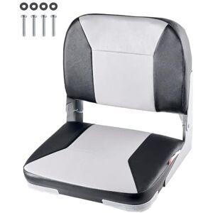 VEVOR Boat Seat, Low Backrest, Folding Fishing Boat Seat with Thickened Sponge Cushion & Waterproof PVC Leather, Aluminum Alloy Hinges, Flip Up Boat Seat for Fishing Boats, Yachts, Ships, Black & Grey VEVOR Boat Seat, Low Backrest, Folding Fishing Boat Seat with Thickened Sponge Cushion & Waterproof PVC Leather, Aluminum Alloy Hinges, Flip Up Boat Seat for Fishing Boats, Yachts, Ships, Black & Grey