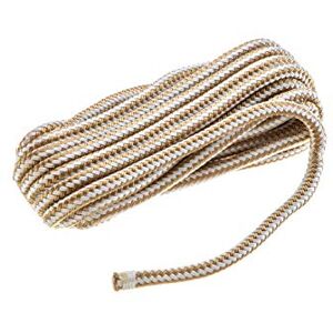 SEACHOICE Double-Braid Nylon Dock Line w/Eye Splice, Pre-Shrunk, Heat Stabilized, 3/8 in. X 25 Ft., Gold White SEACHOICE Double-Braid Nylon Dock Line w/Eye Splice, Pre-Shrunk, Heat Stabilized, 3/8 in. X 25 Ft., Gold White