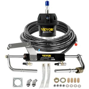 VEVOR Hydraulic Outboard Steering Kit, 90HP, Marine Boat Hydraulic Steering System, with Helm Pump Two-Way Lock Cylinder and 20 Feet Hydraulic Steering Hose, for Single Station Single-Engine Boats VEVOR Hydraulic Outboard Steering Kit, 90HP, Marine Boat Hydraulic Steering System, with Helm Pump Two-Way Lock Cylinder and 20 Feet Hydraulic Steering Hose, for Single Station Single-Engine Boats