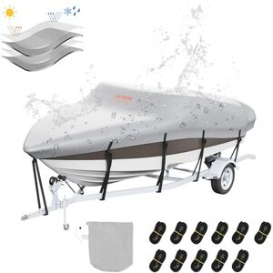 VEVOR Boat Cover, 6090-6700 mmTrailerable Waterproof Boat Cover, 600D Marine Grade PU Oxford, with Motor Cover and Buckle Straps, for V-Hull, Tri-Hull, Fish Ski Boat, Runabout, Bass Boat, Grey VEVOR Boat Cover, 6090-6700 mmTrailerable Waterproof Boat Cover, 600D Marine Grade PU Oxford, with Motor Cover and Buckle Straps, for V-Hull, Tri-Hull, Fish Ski Boat, Runabout, Bass Boat, Grey