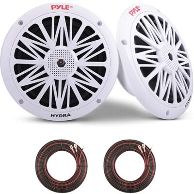 Pyle 16.51cm Dual Marine Speakers – 2-Way Waterproof Outdoor Stereo, 200W, Poly Carbon Cone, Butyl Rubber Surround – 1 Pair (White) PLMR62 Pyle 16.51cm Dual Marine Speakers – 2-Way Waterproof Outdoor Stereo, 200W, Poly Carbon Cone, Butyl Rubber Surround – 1 Pair (White) PLMR62