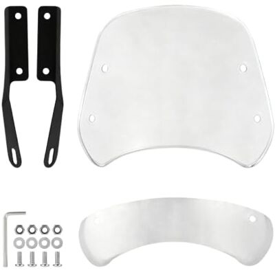 Limtula Headlight Wind Deflector for Motorcycles, Clear Curved Screen, Four-Hole Layout, Pair of Slotted Brackets with Mechanical Setup Limtula Headlight Wind Deflector for Motorcycles, Clear Curved Screen, Four-Hole Layout, Pair of Slotted Brackets with Mechanical Setup