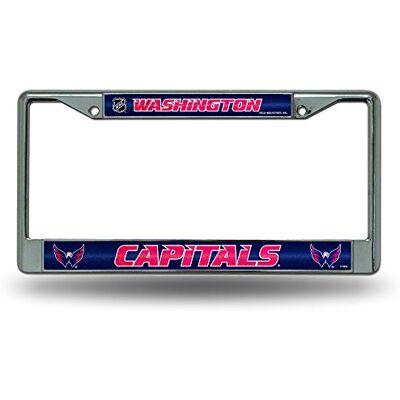 Rico Industries NHL Bling Chrome License Plate Frame with Glitter Accent, Washington Capitals Rico Industries NHL Bling Chrome License Plate Frame with Glitter Accent, Washington Capitals