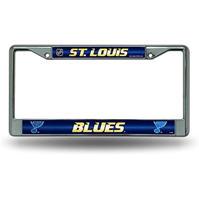 Rico Industries NHL Bling Chrome License Plate Frame with Glitter Accent, St. Louis Blues,Team Color,6 x 12.25-inches Rico Industries NHL Bling Chrome License Plate Frame with Glitter Accent, St. Louis Blues,Team Color,6 x 12.25-inches