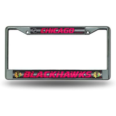 Rico Industries NHL Bling Chrome License Plate Frame with Glitter Accent, Chicago Blackhawks,Team Color,6 x 12.25-inches Rico Industries NHL Bling Chrome License Plate Frame with Glitter Accent, Chicago Blackhawks,Team Color,6 x 12.25-inches