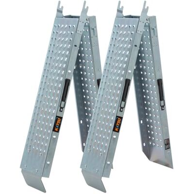 KATSU Tools 2 Pack Folding Steel Ramps Heavy Duty Loading Ramp 1800 x 225 x 47mm 400kg Max Loading Portable Ideal for Motorbike, Quad Motorcycle, Scooter, Wheelchair and More KATSU Tools 2 Pack Folding Steel Ramps Heavy Duty Loading Ramp 1800 x 225 x 47mm 400kg Max Loading Portable Ideal for Motorbike, Quad Motorcycle, Scooter, Wheelchair and More