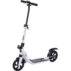 HOMCOM Folding Kick Scooter Hight-Adjustable Urban Scooter w/Rear Brake, Double Shock Absorption System & 2 Big Wheels, For 14+ Teens Adult, White HOMCOM Folding Kick Scooter Hight-Adjustable Urban Scooter w/Rear Brake, Double Shock Absorption System & 2 Big Wheels, For 14+ Teens Adult, White