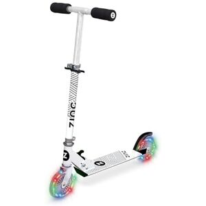 ZINC Two Wheeled Rider Kids Scooter for Ages 3+ – Folding 2-Wheel Kick Scooter with Light Up Wheels, Lightweight, Height Adjustable, Anti-Slip Footplate, Rear Footbrake, Soft Touch Foam Grips, White ZINC Two Wheeled Rider Kids Scooter for Ages 3+ – Folding 2-Wheel Kick Scooter with Light Up Wheels, Lightweight, Height Adjustable, Anti-Slip Footplate, Rear Footbrake, Soft Touch Foam Grips, White