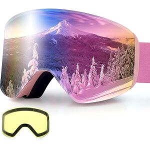 Dizokizo Ski Goggles Magnetic for Skiing Snowboard Anti-fog UV Protection Triple Breathable Foams Embossed Strap Universally Fit for Women Men(Include Yellow Lens) Dizokizo Ski Goggles Magnetic for Skiing Snowboard Anti-fog UV Protection Triple Breathable Foams Embossed Strap Universally Fit for Women Men(Include Yellow Lens)
