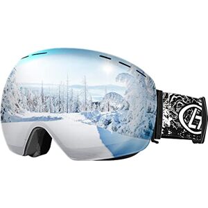 HIYAA Ski Goggles Anti Fog UV400 Protection Double Layer Spherical Anti-Glare Lenses Snow Snowboard Skiing Goggles for Men Women Youth Silvery, One Size HIYAA Ski Goggles Anti Fog UV400 Protection Double Layer Spherical Anti-Glare Lenses Snow Snowboard Skiing Goggles for Men Women Youth Silvery, One Size