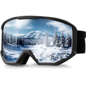 VEVOR Ski Goggles, Cylindrical Lens with Silver Mirror Revo Coating, OTG Anti fog Snow Goggles for Men Women Youth, TPU Frame&Ventilation Structure, Suitable for Skiing, Skating, Snowboarding, Cycling VEVOR Ski Goggles, Cylindrical Lens with Silver Mirror Revo Coating, OTG Anti fog Snow Goggles for Men Women Youth, TPU Frame&Ventilation Structure, Suitable for Skiing, Skating, Snowboarding, Cycling