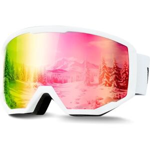 VEVOR Ski Goggles, Cylindrical Lens with Pink Revo Coating, OTG Anti fog Snow Goggles for Men Women Youth, TPU Frame & Ventilation Structure, Suitable for Skiing, Skating, Snowboarding, Cycling VEVOR Ski Goggles, Cylindrical Lens with Pink Revo Coating, OTG Anti fog Snow Goggles for Men Women Youth, TPU Frame & Ventilation Structure, Suitable for Skiing, Skating, Snowboarding, Cycling