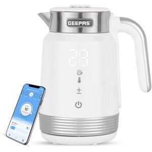 GEEPAS Digital Electric Kettle 1.7L Wifi Tuya Smart App Control Alexa Google Voice Compatible Digital Display Auto Shut Off Cool Touch Stainless Steel Strix controller 2 Year Warranty 2200W White GEEPAS Digital Electric Kettle 1.7L Wifi Tuya Smart App Control Alexa Google Voice Compatible Digital Display Auto Shut Off Cool Touch Stainless Steel Strix controller 2 Year Warranty 2200W White