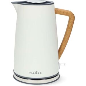 NEDIS 1.7L Soft Touch Jug Kettle with Wood Effect Handle, Overheat Protection, Removeable Filter, 2.2KW Matte Cotton White NEDIS 1.7L Soft Touch Jug Kettle with Wood Effect Handle, Overheat Protection, Removeable Filter, 2.2KW Matte Cotton White