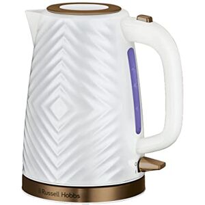 Russell Hobbs Groove Electric 1.7L Cordless Kettle (Fast Boil 3KW, White textured plastic with brushed gold accents, Removable washable anti-scale filter, Push to open lid, Perfect pour spout) 26381 Russell Hobbs Groove Electric 1.7L Cordless Kettle (Fast Boil 3KW, White textured plastic with brushed gold accents, Removable washable anti-scale filter, Push to open lid, Perfect pour spout) 26381