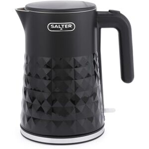 Salter EK6103BLK 1.5 L Kettle – 3kW Fast Boil Electric Tea Kettle, Double Walled to Keep Warm, 360° Swivel Base, Cool Touch Body, Water Level Indicator, Modern Diamond Design, Flip Lid Compact, Black Salter EK6103BLK 1.5 L Kettle – 3kW Fast Boil Electric Tea Kettle, Double Walled to Keep Warm, 360° Swivel Base, Cool Touch Body, Water Level Indicator, Modern Diamond Design, Flip Lid Compact, Black