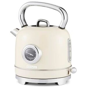 GEEPAS Electric Kettle Vintage Cordless Stainless Steel Rapid Boil for Hot Water Tea Coffee Auto Shut-Off 360° Swivel Base Temp Gauge Boil Dry Protection 2 Yr Warranty 1.8L 3000W Retrovive Cream GEEPAS Electric Kettle Vintage Cordless Stainless Steel Rapid Boil for Hot Water Tea Coffee Auto Shut-Off 360° Swivel Base Temp Gauge Boil Dry Protection 2 Yr Warranty 1.8L 3000W Retrovive Cream