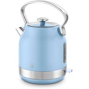 Swan SK14631BLU Retro Traditional Kettle, Rapid Boil, Removable Limescale Filter, Easy Pour, 360 Degree Base, Water Indicator Window and Boil Dry Protection 1.7L, 3KW, Blue and Stainless Steel Swan SK14631BLU Retro Traditional Kettle, Rapid Boil, Removable Limescale Filter, Easy Pour, 360 Degree Base, Water Indicator Window and Boil Dry Protection 1.7L, 3KW, Blue and Stainless Steel