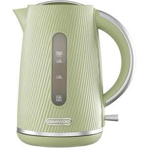 Daewoo Cascade 1.7L Electric Kettle – 3KW Fast Boil, Limescale Filter, Auto Shut-Off, Textured Sage Finish, Cordless 360° Base, Quiet Boil Technology Daewoo Cascade 1.7L Electric Kettle – 3KW Fast Boil, Limescale Filter, Auto Shut-Off, Textured Sage Finish, Cordless 360° Base, Quiet Boil Technology