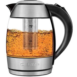 Chefman Electric Glass Kettle with Tea Infuser, 1.8L, Fast-Boiling Water Heater w/ Auto Shut-off & Boil-dry Protection, Cordless Pouring, BPA-Free, Stainless Steel Chefman Electric Glass Kettle with Tea Infuser, 1.8L, Fast-Boiling Water Heater w/ Auto Shut-off & Boil-dry Protection, Cordless Pouring, BPA-Free, Stainless Steel