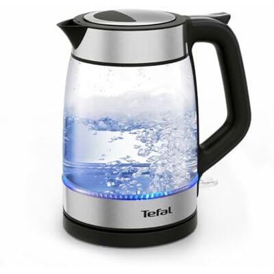 Tefal Glass Kettle, 1.7L, 2200W, Cordless, LED Illumination, Steel Water Level Indicator, Removable Anti-Scale Filter, Precision Pour Spout, One-Handed Lid Opening, KI605827 Tefal Glass Kettle, 1.7L, 2200W, Cordless, LED Illumination, Steel Water Level Indicator, Removable Anti-Scale Filter, Precision Pour Spout, One-Handed Lid Opening, KI605827