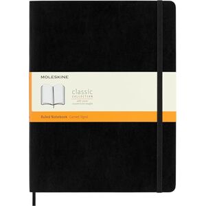 Moleskine Classic Ruled Paper Notebook, Soft Cover and Elastic Closure Journal, Color Black, Size Extra Large 19 x 25 A4, 192 Pages Moleskine Classic Ruled Paper Notebook, Soft Cover and Elastic Closure Journal, Color Black, Size Extra Large 19 x 25 A4, 192 Pages