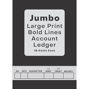 Print Co, Jumbo The Jumbo Large Print Bold Lines Account Ledger 18-Point Font (Black Design): Simple Check Register / Check Log Book / Debit Card Ledger / Account ... / 8.5x11" (Portrait Orientation): Hard Cover Print Co, Jumbo The Jumbo Large Print Bold Lines Account Ledger 18-Point Font (Black Design): Simple Check Register / Check Log Book / Debit Card Ledger / Account ... / 8.5x11" (Portrait Orientation): Hard Cover