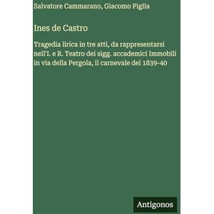Cammarano, Salvatore Ines de Castro: Tragedia lirica in tre atti, da rappresentarsi nell'I. e R. Teatro dei sigg. accademici Immobili in via della Pergola, il carnevale del 1839-40 Cammarano, Salvatore Ines de Castro: Tragedia lirica in tre atti, da rappresentarsi nell'I. e R. Teatro dei sigg. accademici Immobili in via della Pergola, il carnevale del 1839-40