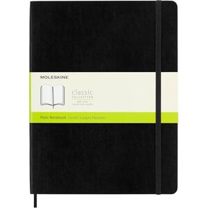 Moleskine Classic Plain Paper Notebook, Soft Cover and Elastic Closure Journal, Color Black, Size Extra Large 19 x 25 cm , 192 Pages Moleskine Classic Plain Paper Notebook, Soft Cover and Elastic Closure Journal, Color Black, Size Extra Large 19 x 25 cm , 192 Pages