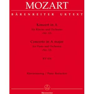 Wolfgang Amadeus Mozart BARENREITER MOZART W.A. CONCERTO IN A MAJOR N°12 KV 414 2 PIANOS Classical sheets Piano Wolfgang Amadeus Mozart BARENREITER MOZART W.A. CONCERTO IN A MAJOR N°12 KV 414 2 PIANOS Classical sheets Piano