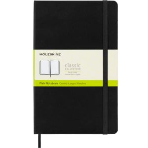 Moleskine Classic Plain Paper Notebook, Hard Cover and Elastic Closure Journal, Color Black, Size Large 13 x 21 cm, 240 Pages Moleskine Classic Plain Paper Notebook, Hard Cover and Elastic Closure Journal, Color Black, Size Large 13 x 21 cm, 240 Pages