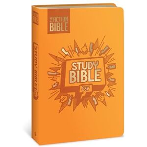 David C Cook The Action Bible Study Bible Esv, Leathersoft, Orange, Full Color David C Cook The Action Bible Study Bible Esv, Leathersoft, Orange, Full Color