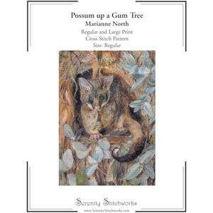 Stitchworks, Serenity Possum up a Gum Tree Cross Stitch Pattern – Marianne North – Regular Size Edition: Regular and Large Print Cross Stitch Pattern Stitchworks, Serenity Possum up a Gum Tree Cross Stitch Pattern – Marianne North – Regular Size Edition: Regular and Large Print Cross Stitch Pattern
