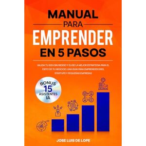 de Lope, Jose Luis Manual para emprender en 5 pasos: Valida tu idea sin riesgo y elige la mejor estrategia para el éxito de tu negocio. Una guía para emprendedores, startups y pequeñas empresas de Lope, Jose Luis Manual para emprender en 5 pasos: Valida tu idea sin riesgo y elige la mejor estrategia para el éxito de tu negocio. Una guía para emprendedores, startups y pequeñas empresas