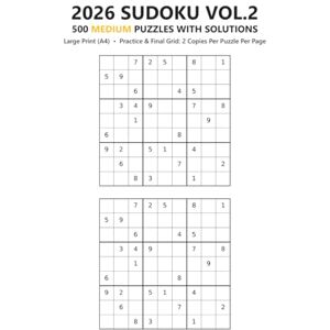 Lee 2026 SUDOKU VOL.2: 500 MEDIUM PUZZLES WITH SOLUTIONS (2026 SUDOKU: 2000 Puzzles with Solutions • Beginner to Expert • Large Print (A4) • Two Grids Per Puzzle) Lee 2026 SUDOKU VOL.2: 500 MEDIUM PUZZLES WITH SOLUTIONS (2026 SUDOKU: 2000 Puzzles with Solutions • Beginner to Expert • Large Print (A4) • Two Grids Per Puzzle)