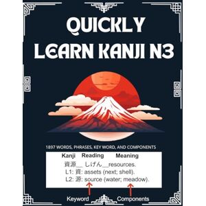 Jade, Celina Quickly Learn Kanji N3: N3 Kanji List: Japanese for Busy People. The Easy Step-by-Step Study of the Meaning, Keywords, and Components of Kanji. 1897 ... Covering JLPT N3. (JLPT vocabulary list) Jade, Celina Quickly Learn Kanji N3: N3 Kanji List: Japanese for Busy People. The Easy Step-by-Step Study of the Meaning, Keywords, and Components of Kanji. 1897 ... Covering JLPT N3. (JLPT vocabulary list)