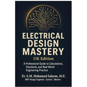 Saleem M.E.,, Er. Mohamed Electrical Design Mastery UK Edition: A Professional Guide to Calculations, Standards, and Real-World Engineering Practice (UK MEP SERIES) Saleem M.E.,, Er. Mohamed Electrical Design Mastery UK Edition: A Professional Guide to Calculations, Standards, and Real-World Engineering Practice (UK MEP SERIES)