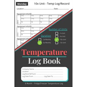 Designs, DNA Book Temperature Record Log Book for Fridge Freezer: 10 Unit 6 Months for recording Appliance Temperatures Commercial Kitchen Food Businesses Designs, DNA Book Temperature Record Log Book for Fridge Freezer: 10 Unit 6 Months for recording Appliance Temperatures Commercial Kitchen Food Businesses