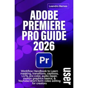 Barnes, Leandro ADOBE PREMIERE PRO 2026 USER GUIDE: Workflow Handbook to Learn masking, transitions, captions, LUTs, pro color, audio repair, motion graphics basics, & YouTube/short-form video editing for creators Barnes, Leandro ADOBE PREMIERE PRO 2026 USER GUIDE: Workflow Handbook to Learn masking, transitions, captions, LUTs, pro color, audio repair, motion graphics basics, & YouTube/short-form video editing for creators
