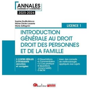 Druffin-Bricca, Sophie Introduction générale au droit et droit des personnes et de la famille L1: 3 copies réelles d'étudiants annotées et corrigées 9 Dissertations 6 ... méthodologie appliqués aux sujets (2024-2025) Druffin-Bricca, Sophie Introduction générale au droit et droit des personnes et de la famille L1: 3 copies réelles d'étudiants annotées et corrigées 9 Dissertations 6 ... méthodologie appliqués aux sujets (2024-2025)
