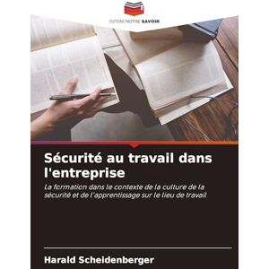 Scheidenberger, Harald Sécurité au travail dans l'entreprise: La formation dans le contexte de la culture de la sécurité et de l'apprentissage sur le lieu de travail Scheidenberger, Harald Sécurité au travail dans l'entreprise: La formation dans le contexte de la culture de la sécurité et de l'apprentissage sur le lieu de travail
