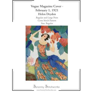 Stitchworks, Serenity Vogue Magazine Cover February 1, 1921 Cross Stitch Pattern – Helen Dryden Regular Size Edition: Regular and Large Print Cross Stitch Pattern Stitchworks, Serenity Vogue Magazine Cover February 1, 1921 Cross Stitch Pattern – Helen Dryden Regular Size Edition: Regular and Large Print Cross Stitch Pattern