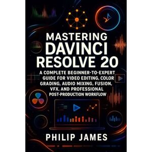 James, Philip Mastering DaVinci Resolve 20: A Complete Beginner-to-Expert Guide for Video Editing, Color Grading, Audio Mixing, Fusion VFX, and Professional Post-Production Workflow James, Philip Mastering DaVinci Resolve 20: A Complete Beginner-to-Expert Guide for Video Editing, Color Grading, Audio Mixing, Fusion VFX, and Professional Post-Production Workflow