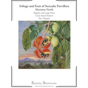 Stitchworks, Serenity Foliage and Fruit of Sterculia Parviflora Cross Stitch Pattern – Marianne North – Regular Size Edition: Regular and Large Print Cross Stitch Pattern Stitchworks, Serenity Foliage and Fruit of Sterculia Parviflora Cross Stitch Pattern – Marianne North – Regular Size Edition: Regular and Large Print Cross Stitch Pattern